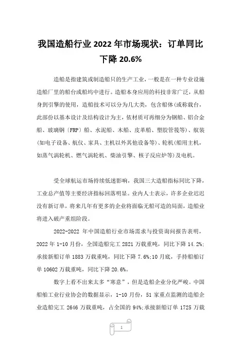 2023年我国造船行业市场现状：订单同比下降20.6%