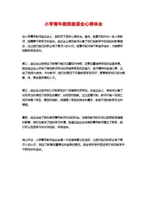 小学青年教师座谈会心得体会