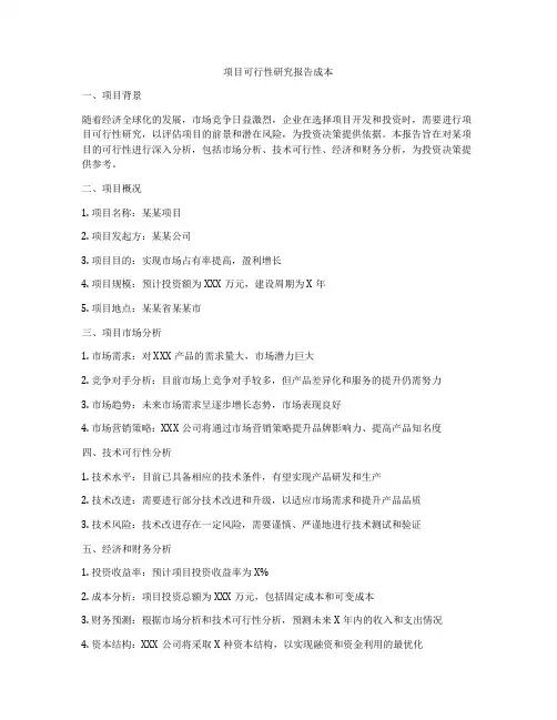 项目可行性研究报告成本
