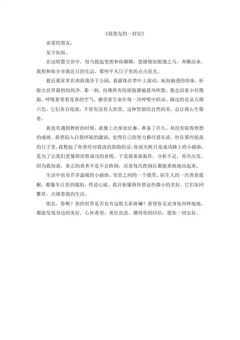 给朋友的一封信600字