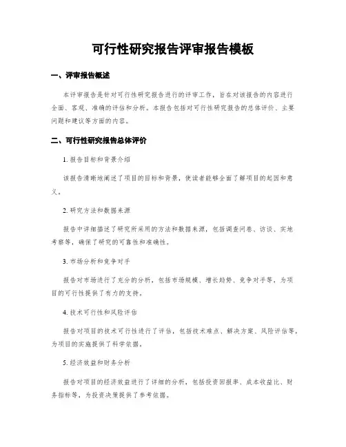 可行性研究报告评审报告模板