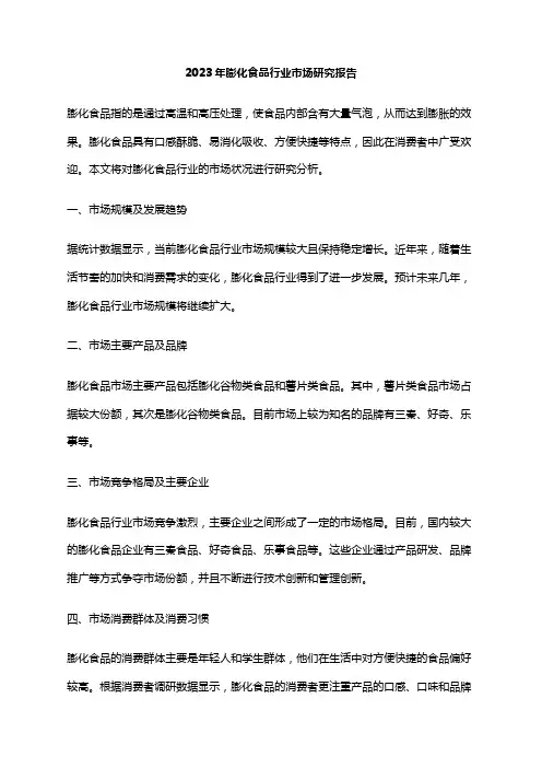 2023年膨化食品行业市场研究报告