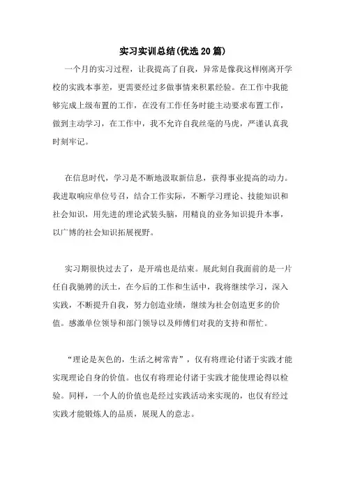 2021年实习实训总结(优选20篇)