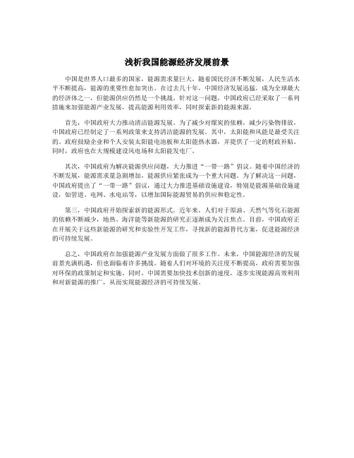 浅析我国能源经济发展前景