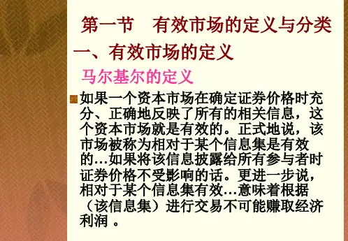 9第九章有效市场假说