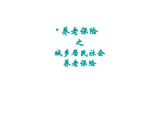 城乡居民养老保险专题培训讲座PPT