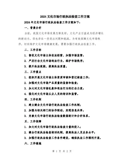 2024文化市场行政执法检查工作方案