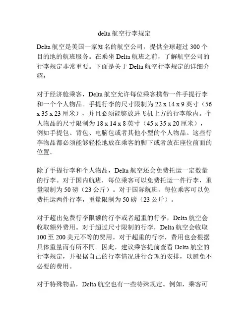 delta航空行李规定
