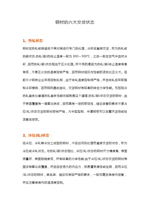 钢材的六大交货状态