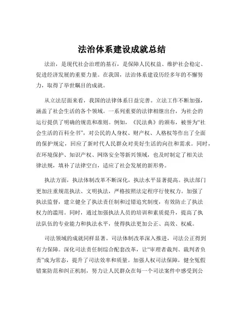 法治体系建设成就总结