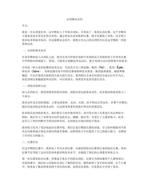 击剑期末总结