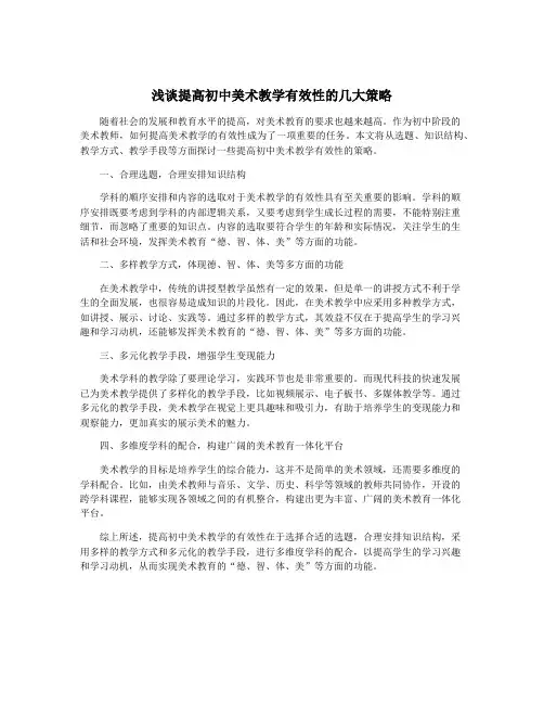 浅谈提高初中美术教学有效性的几大策略