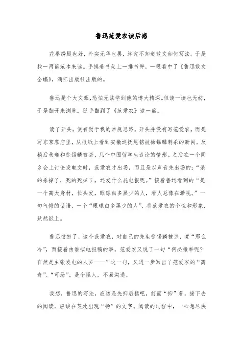 鲁迅范爱农读后感（2篇）