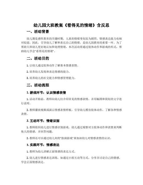 幼儿园大班教案《看得见的情绪》含反思