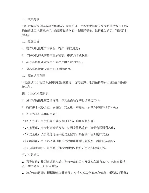 移民搬迁应急预案