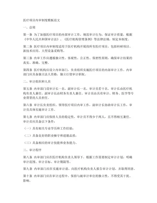 医疗项目内审制度模板范文