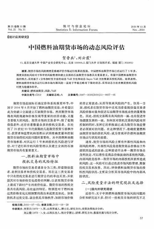 中国燃料油期货市场的动态风险评估