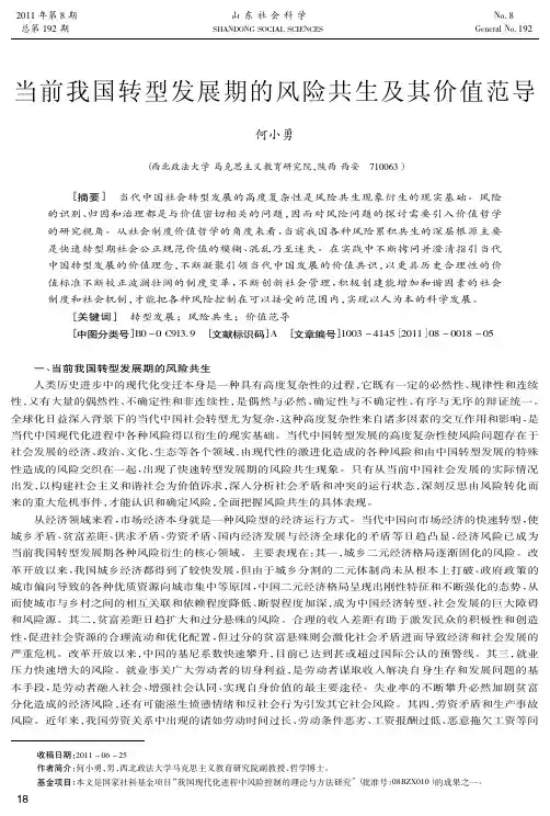 当前我国转型发展期的风险共生及其价值范导