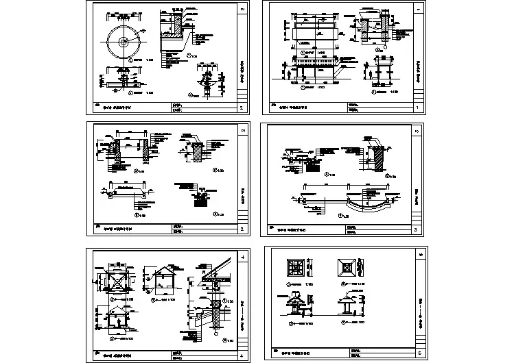 某钻石村景观园林环境设计cad施工详图（花架、喷泉、亭子、汀步等设计）