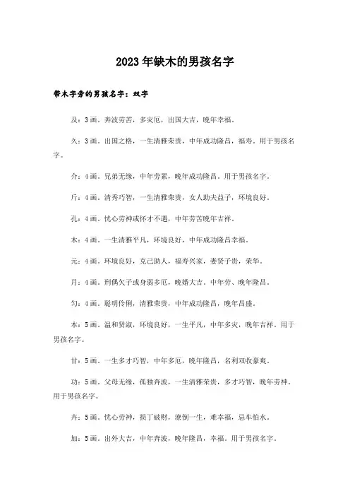 2023年个性_缺木的男孩名字_1