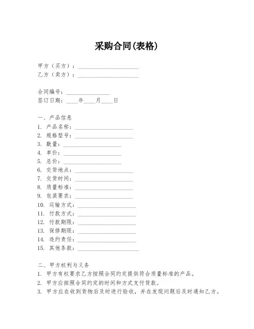 采购合同(表格)