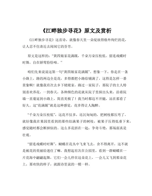 《江畔独步寻花》原文及赏析