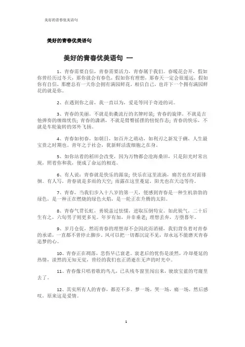 美好的青春优美语句