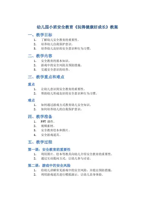幼儿园小班安全教育《玩得健康好成长》教案