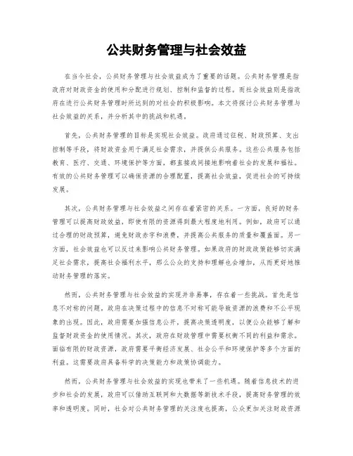 公共财务管理与社会效益