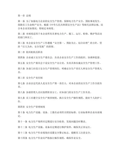 电力安全生产管理制度全文