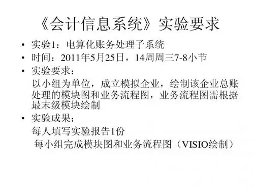 会计信息系统》实验要求