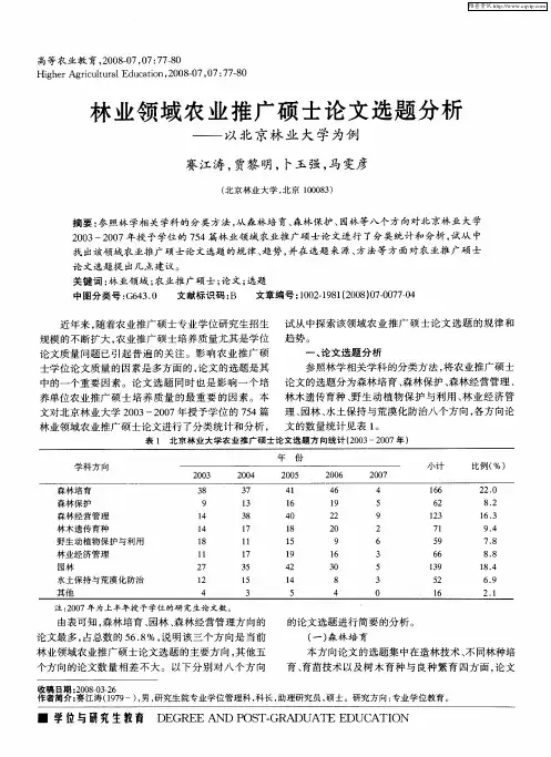林业领域农业推广硕士论文选题分析—以北京林业大学为例