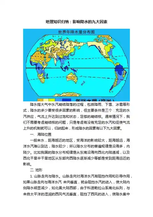地理知识归纳：影响降水的九大因素