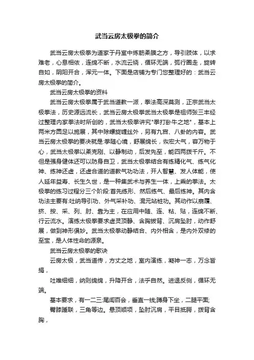 武当云房太极拳的简介