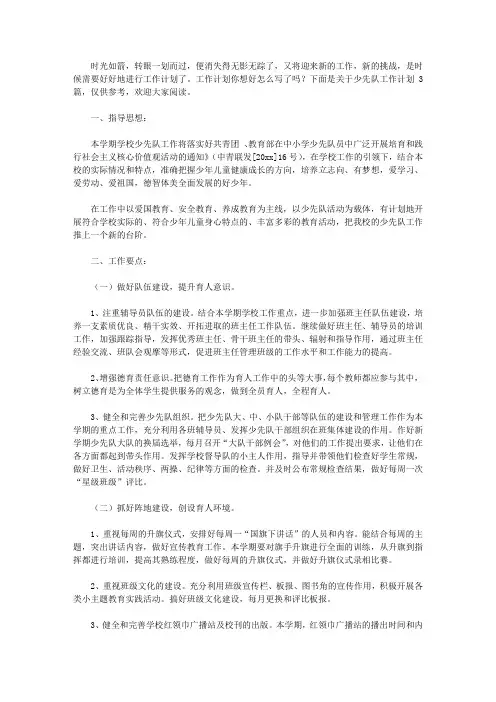 2020【精华】少先队工作计划3篇