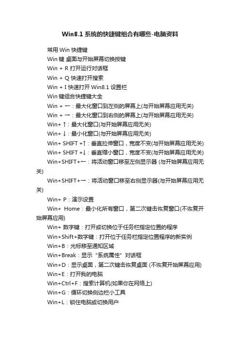 Win8.1系统的快捷键组合有哪些-电脑资料