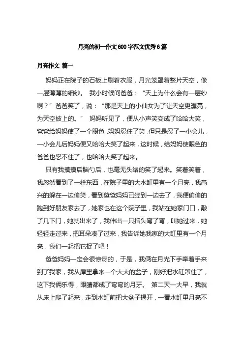 月亮的初一作文600字范文优秀6篇