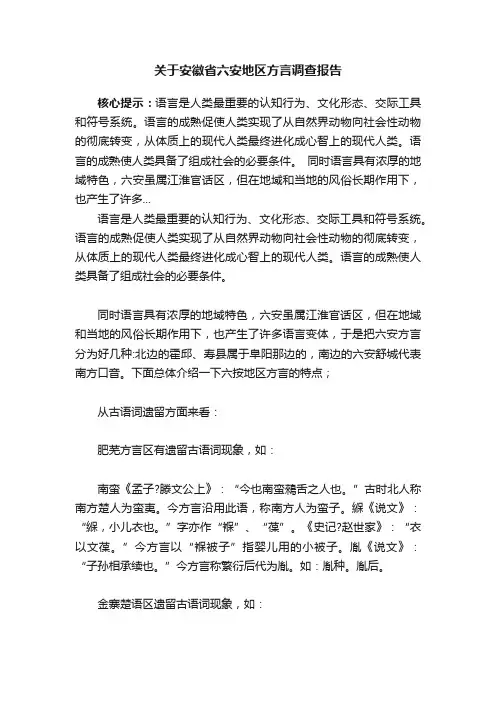 关于安徽省六安地区方言调查报告