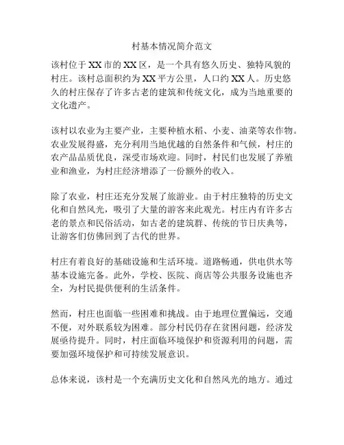 村基本情况简介范文