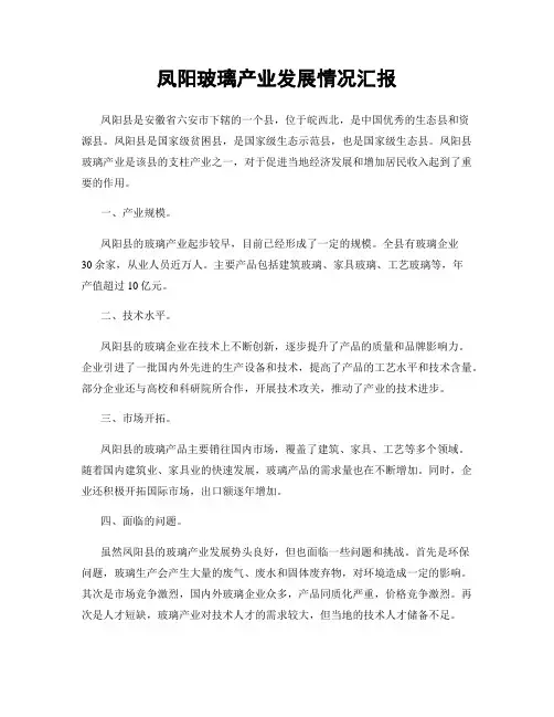 凤阳玻璃产业发展情况汇报