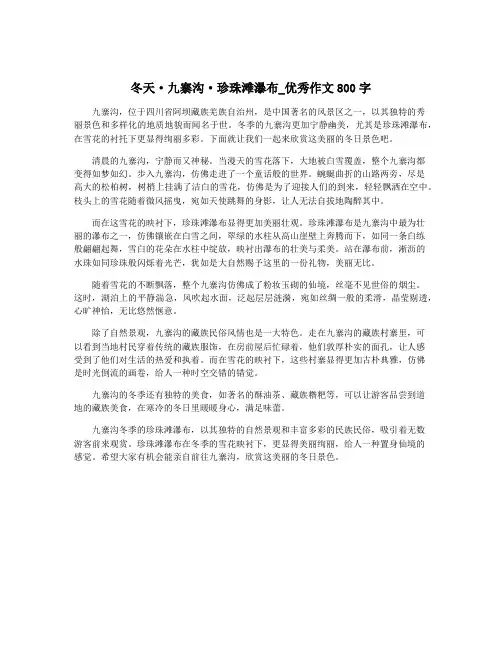 冬天·九寨沟·珍珠滩瀑布_优秀作文800字