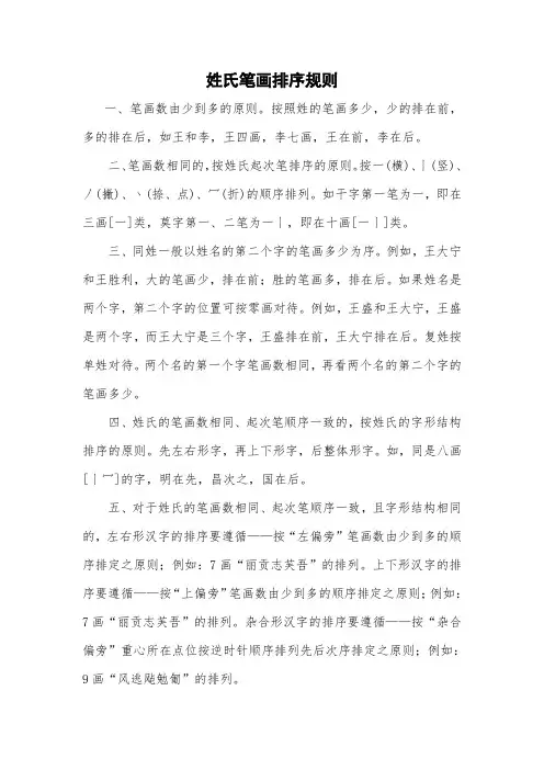 办公室主任参考-姓氏笔画排序规则