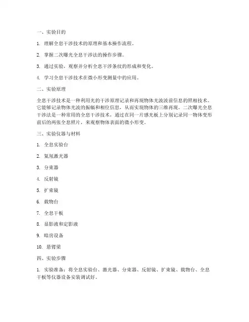 全息干涉技术_实验报告