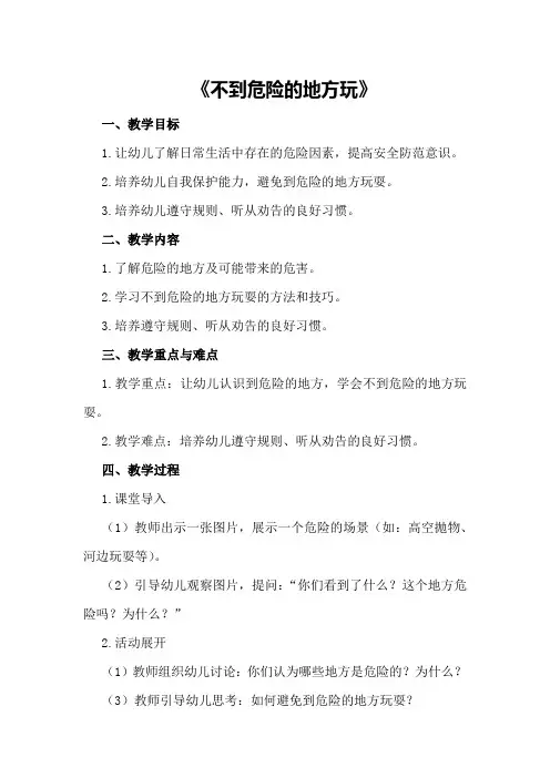 大班安全教育活动教案《不到危险的地方玩》