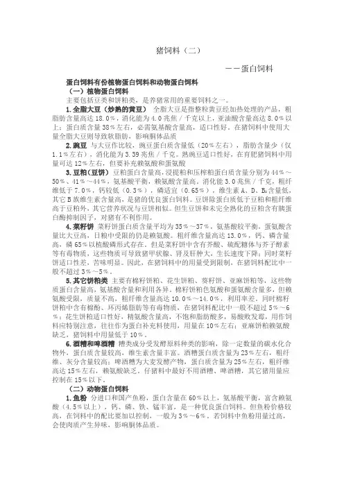 猪饲料(二)之蛋白饲料