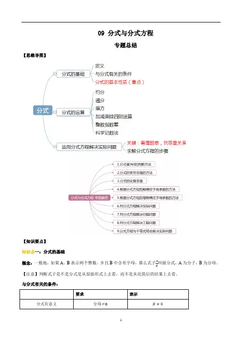 专题九 分式与分式方程-知识点与题型全解析(解析版)