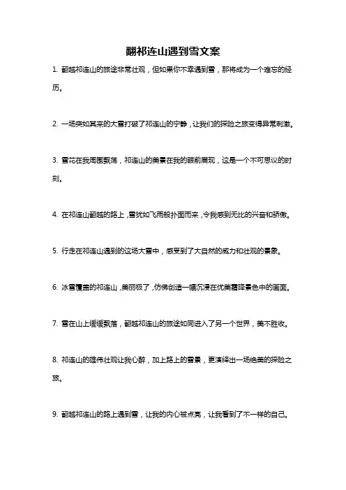 翻祁连山遇到雪文案