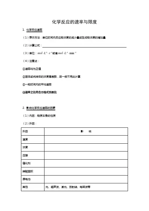 人教新版必修二化学反应速率与限度