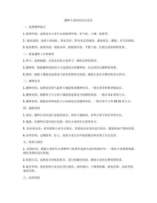 播种小麦的知识点总结