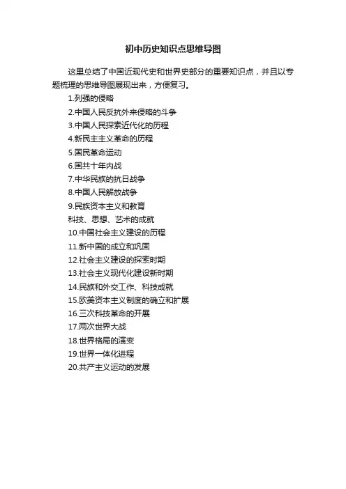 初中历史知识点思维导图